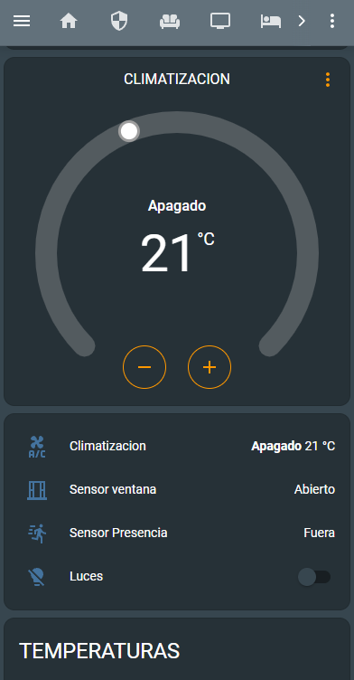 Control de domótica y climatización